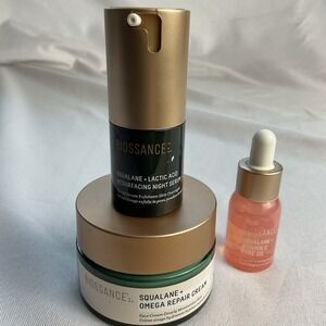 Set 3- Biossance Squalane + Omega Repair Cream Vit C Rose Oil & Lactic Acid see*
